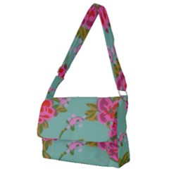 Mid Century Retro Floral 1970s 1960s Pattern 81 Full Print Messenger Bag (l) by violetheavensky