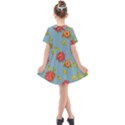 Mid Century Retro Floral 1970s 1960s Pattern 78 Kids  Short Sleeve Shirt Dress View2