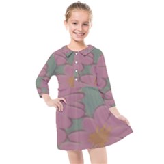 Mid Century Retro Floral 1970s 1960s Pattern 80 Kids  Quarter Sleeve Shirt Dress by violetheavensky