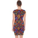Mid Century Retro Floral 1970s 1960s Pattern 69 Capsleeve Drawstring Dress  View2