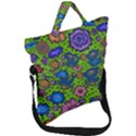 Mid Century Retro Floral 1970s 1960s Pattern 59 Fold Over Handle Tote Bag View1