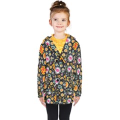Mid Century Retro Floral 1970s 1960s Pattern 57 Kids  Double Breasted Button Coat by violetheavensky