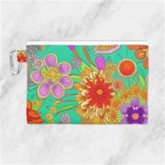 Mid Century Retro Floral 1970s 1960s Pattern 58 Canvas Cosmetic Bag (large) by violetheavensky