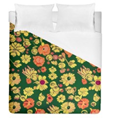 Mid Century Retro Floral 1970s 1960s Pattern 68 Duvet Cover (queen Size) by violetheavensky