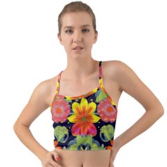 Mid Century Retro Floral 1970s 1960s Pattern 54 Mini Tank Bikini Top by violetheavensky