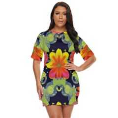 Mid Century Retro Floral 1970s 1960s Pattern 54 Just Threw It On Dress by violetheavensky