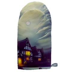 Village Moon Cloudy Historical Tudor Architecture Houses Town Night Windows City Microwave Oven Glove by Posterlux