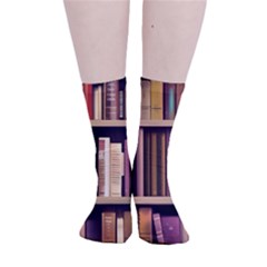 Books Bookshelves Office Fantasy Background Artwork Book Cover Apothecary Book Nook Literature Libra Smooth Crew Length Tube Socks by Posterlux