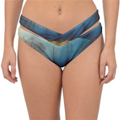 Wildflowers Field Outdoors Clouds Trees Cover Art Storm Mysterious Dream Landscape Double Strap Halter Bikini Bottoms by Posterlux