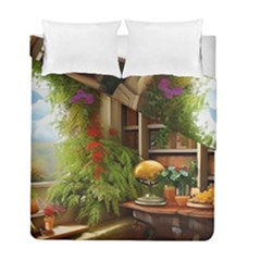 Room Interior Library Books Bookshelves Reading Literature Study Fiction Old Manor Book Nook Reading Duvet Cover Double Side (full/ Double Size) by Posterlux