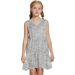 Light Grey Snake Kids  Sleeveless Tiered Mini Dress by DinkovaArt