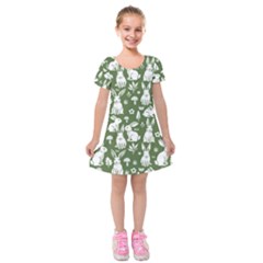 Easter Bunny Pattern Kids  Short Sleeve Velvet Dress by Valentinaart