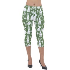 Easter Bunny Pattern Lightweight Velour Capri Leggings  by Valentinaart