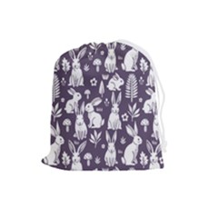 Easter Bunny Pattern Drawstring Pouch (large) by Valentinaart