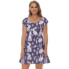 Easter Bunny Pattern Short Sleeve Tiered Mini Dress by Valentinaart