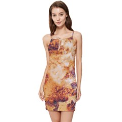 Burnt Paper Texture Print Design Summer Tie Front Dress by dflcprintsclothing