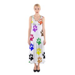 Pawprints Paw Prints Paw Animal Sleeveless Maxi Dress by Anend