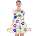 Pawprints Paw Prints Paw Animal Long Sleeve Skater Dress View1
