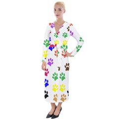 Pawprints Paw Prints Paw Animal Velvet Maxi Wrap Dress by Anend