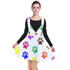 Pawprints Paw Prints Paw Animal Plunge Pinafore Dress by Anend