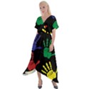 Handprints Hand Print Colourful Cross Front Sharkbite Hem Maxi Dress View1