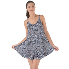 Blue Black Snake Pattern Love The Sun Cover Up by DinkovaArt