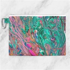 Green Pour Canvas Cosmetic Bag (xl) by kaleidomarblingart