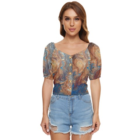 Blue Flow Button Up Blouse by kaleidomarblingart