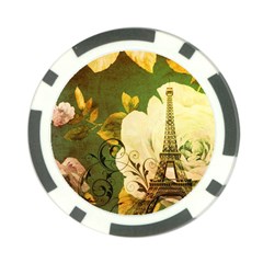 Floral Eiffel Tower Vintage French Paris Poker Chip by chicelegantboutique