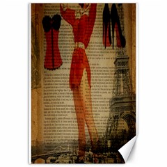 Vintage Newspaper Print Sexy Hot Gil Elvgren Pin Up Girl Paris Eiffel Tower Western Country Naughty  Canvas 12  X 18  (unframed) by chicelegantboutique