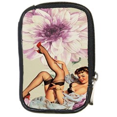 Gil Elvgren Pin Up Girl Purple Flower Fashion Art Compact Camera Leather Case by chicelegantboutique