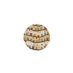 Autumn Owls 1  Mini Button Magnet by Ancello