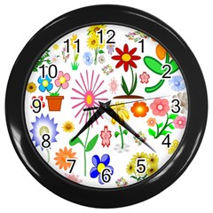 Summer Florals Wall Clock (black) by StuffOrSomething