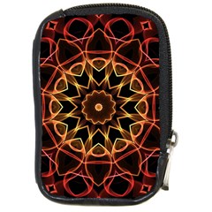 Yellow And Red Mandala Compact Camera Leather Case by Zandiepants