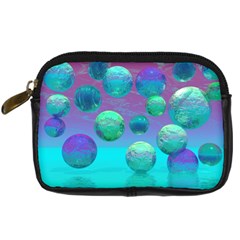 Ocean Dreams, Abstract Aqua Violet Ocean Fantasy Digital Camera Leather Case by DianeClancy