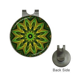 Woven Jungle Leaves Mandala Hat Clip With Golf Ball Marker by Zandiepants