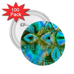 Crystal Gold Peacock, Abstract Mystical Lake 2 25  Button (100 Pack) by DianeClancy
