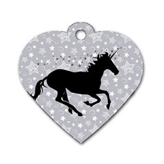 Unicorn On Starry Background Dog Tag Heart (two Sided) by StuffOrSomething