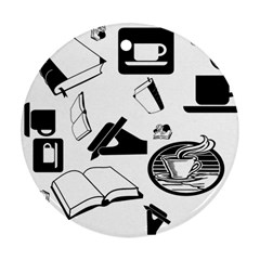 Books And Coffee Round Ornament by StuffOrSomething