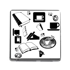 Books And Coffee Memory Card Reader With Storage (square) by StuffOrSomething