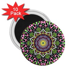 Psychedelic Leaves Mandala 2 25  Button Magnet (10 Pack) by Zandiepants