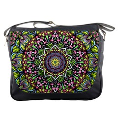 Psychedelic Leaves Mandala Messenger Bag by Zandiepants