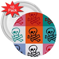 Skull 3  Button (10 Pack) by Siebenhuehner