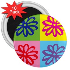 Flower 3  Button Magnet (10 Pack) by Siebenhuehner