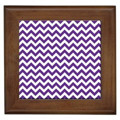 Purple And White Zigzag Pattern Framed Ceramic Tile by Zandiepants
