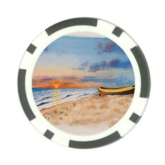 Sunset Beach Watercolor Poker Chip by TonyaButcher