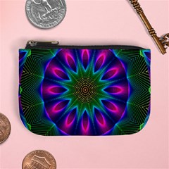 Star Of Leaves, Abstract Magenta Green Forest Coin Change Purse by DianeClancy