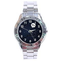 Night Birds And Full Moon Stainless Steel Watch by dflcprints