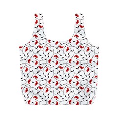 Delicate Red Flower Pattern Reusable Bag (m) by CreaturesStore