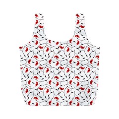 Delicate Red Flower Pattern Reusable Bag (m) by CreaturesStore